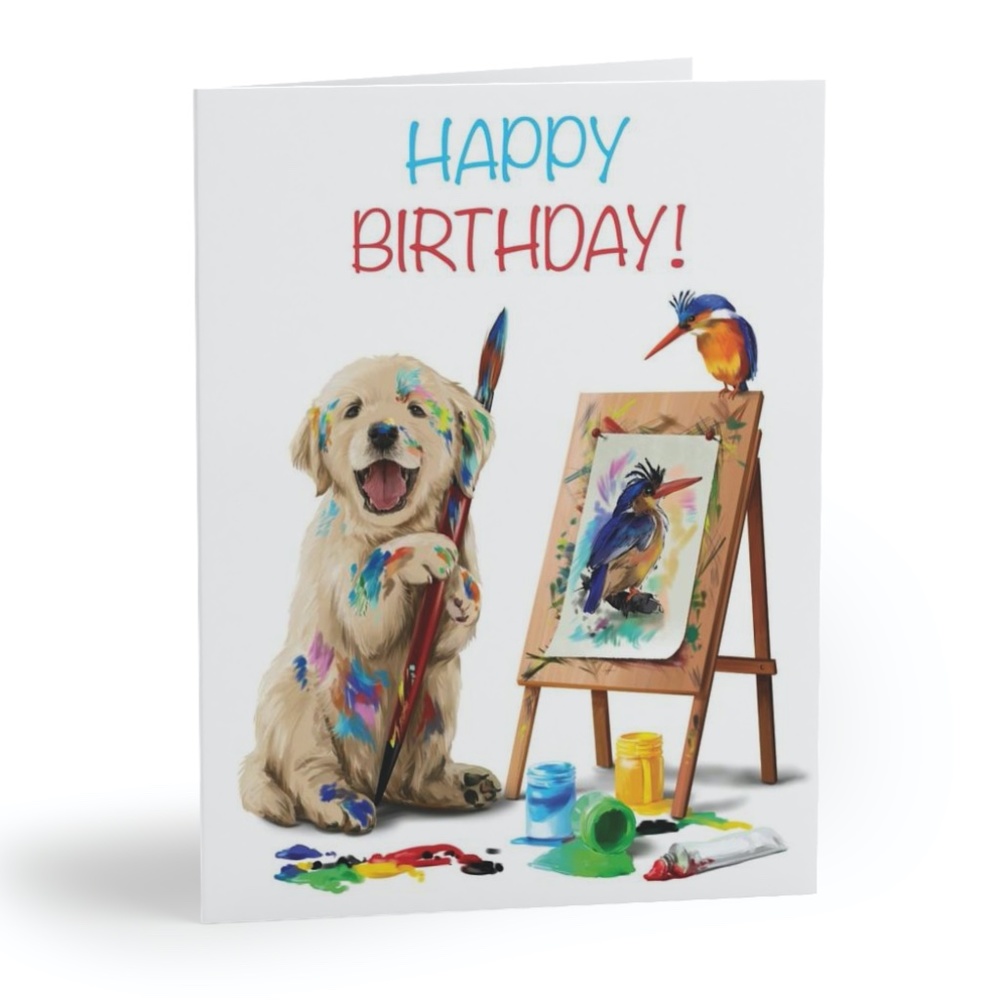 x2 Puppy Dog Birthday Cards with Envelopes & Stickers